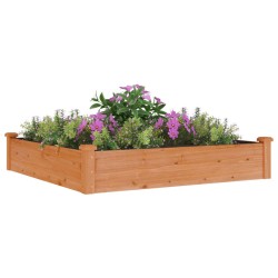 Lit surélevé de jardin doublure 120x120x25 cm bois massif sapin 