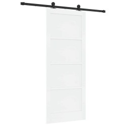 Porte coulissante avec kit quincaillerie blanche 86x211 cm en bois massif de pin 