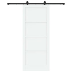 Porte coulissante avec kit quincaillerie blanche 86x211 cm en bois massif de pin 