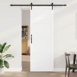 Porte coulissante avec quincaillerie Blanc 83x232 cm Bois massif de pin 