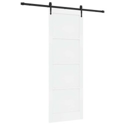 Porte coulissante avec quincaillerie Blanc 83x232 cm Bois massif de pin 