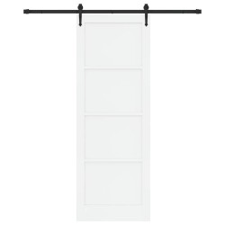 Porte coulissante avec quincaillerie Blanc 83x232 cm Bois massif de pin 
