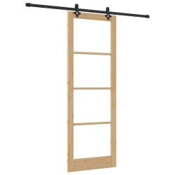 Ensemble de porte coulissante avec quincaillerie 83x232 cm Bois massif en pin 