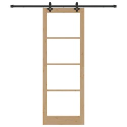 Ensemble de porte coulissante avec quincaillerie 83x232 cm Bois massif en pin 