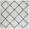 Tapis shaggy à poils longs moderne crème et noir 200x200 cm 