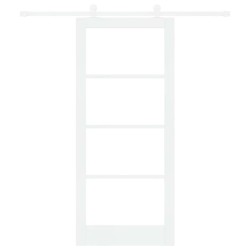 Porte coulissante avec kit matériel 'ORKDAL'Bois massif blanc et verre 