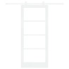 Porte coulissante avec kit matériel 'ORKDAL'Bois massif blanc et verre 