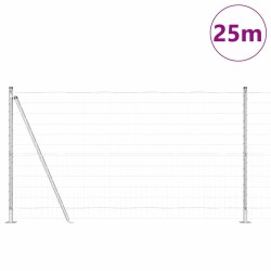Clôture Euro avec 13 poteaux à bride 1,2 x 25 m en acier galvanisé 