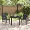 Set de salle à manger de jardin 3 pièces avec coussins gris en rotin synthétique. 