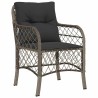 Set de salle à manger de jardin 3 pièces avec coussins gris en rotin synthétique. 