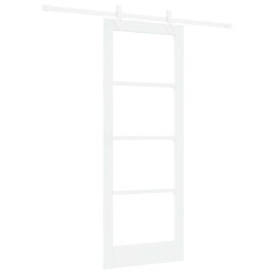 Ensemble de Porte Coulissante avec Quincaillerie Blanche 78x202 cm Bois Massif de Pin 