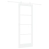 Ensemble de Porte Coulissante avec Quincaillerie Blanche 78x202 cm Bois Massif de Pin 