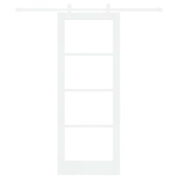 Ensemble de Porte Coulissante avec Quincaillerie Blanche 78x202 cm Bois Massif de Pin 