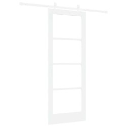 Ensemble de Porte Coulissante avec Quincaillerie Blanche 78x202 cm Bois Massif de Pin 