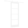 Ensemble de Porte Coulissante avec Quincaillerie Blanche 78x202 cm Bois Massif de Pin 