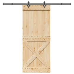 Porte coulissante et kit de quincaillerie 95x210 cm pin massif 