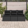 Ensemble de 3 canapés de jardin avec coussins noirs en poly rotin 