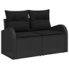 Ensemble de 3 canapés de jardin avec coussins noirs en poly rotin 