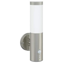 Applique Murale Extérieure Avec Détecteur 2 pcs Argent Acier Inoxydable IP44 