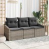 Ensemble de jardin 3 pièces avec coussins gris en rotin synthétique. 