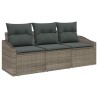 Ensemble de jardin 3 pièces avec coussins gris en rotin synthétique. 