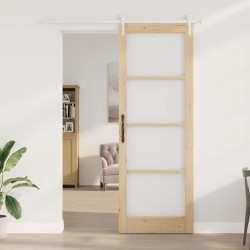Ensemble de porte coulissante avec quincaillerie 83x232 cm Bois massif en pin 