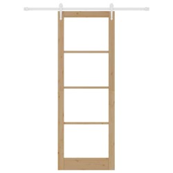 Ensemble de porte coulissante avec quincaillerie 83x232 cm Bois massif en pin 
