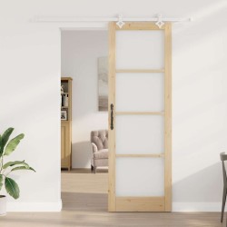 Ensemble de porte coulissante avec kit de matériel 78x232 cm en bois massif de pin 