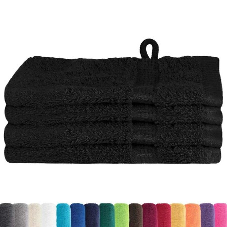 Gants de toilette 4 pcs Noir 15 x 21 cm Coton 