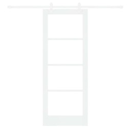 Porte Coulissante avec Ensemble de Matériel Blanche 78x202 cm Bois Massif en Pin 