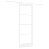 Porte Coulissante avec Ensemble de Matériel Blanche 78x202 cm Bois Massif en Pin 