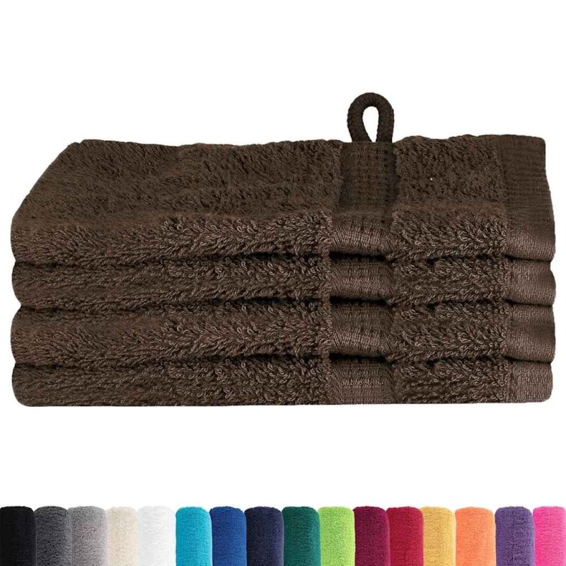Gants de toilette 4 pcs Marron 15 x 21 cm Coton 