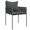 Set de salle à manger de jardin de 3 pièces avec coussins noirs en poly rotin 