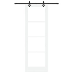 Ensemble de Porte Coulissante avec Matériel Blanc 78x232 cm Bois Massif Pin 