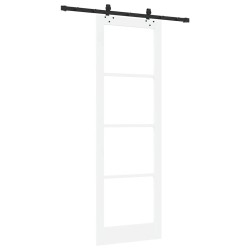 Ensemble de Porte Coulissante avec Matériel Blanc 78x232 cm Bois Massif Pin 