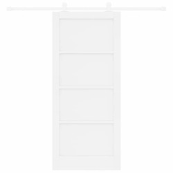 Porte Coulissante avec Set de Quincaillerie 'ORKDAL'Bois Massif Blanc Pin 