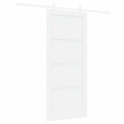 Porte Coulissante avec Set de Quincaillerie 'ORKDAL'Bois Massif Blanc Pin 