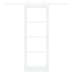Ensemble de porte coulissante avec matériel Blanc 78x211 cm Bois massif Pin 