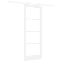 Ensemble de porte coulissante avec matériel Blanc 78x211 cm Bois massif Pin 