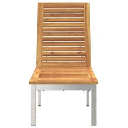 Chaise longue avec roues 207x58x35 cm en bois d'acacia et acier inoxydable 