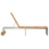 Chaise longue avec roues 207x58x35 cm en bois d'acacia et acier inoxydable 