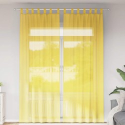 Rideaux en voile avec passe-tringles 2 pcs jaune 