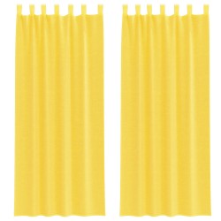 Rideaux en voile avec passe-tringles 2 pcs jaune 