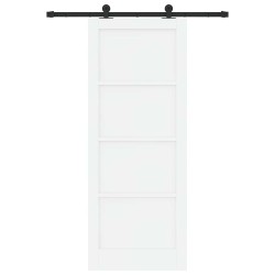Porte Coulissante avec Ensemble Quincaillerie 'ORKDAL'Bois Massif Blanc 