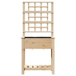 Jardinière avec treillis et étagère 71x37x152 cm en bois massif de sapin 