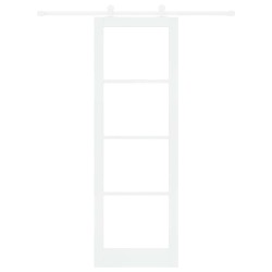 Porte coulissante avec ensemble de quincaillerie 'ORKDAL'Blanc en bois massif et verre 