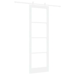 Porte coulissante avec ensemble de quincaillerie 'ORKDAL'Blanc en bois massif et verre 