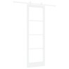 Porte coulissante avec ensemble de quincaillerie 'ORKDAL'Blanc en bois massif et verre 