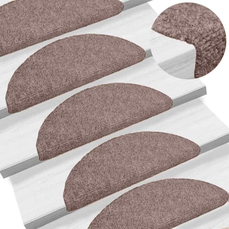 Tapis d'escalier auto-adhésifs 20 pièces 65 x 21 x 4 cm Crème Demi-rond Grand 