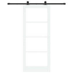 Porte coulissante avec quincaillerie 'ORKDAL'en bois blanc solide et verre 